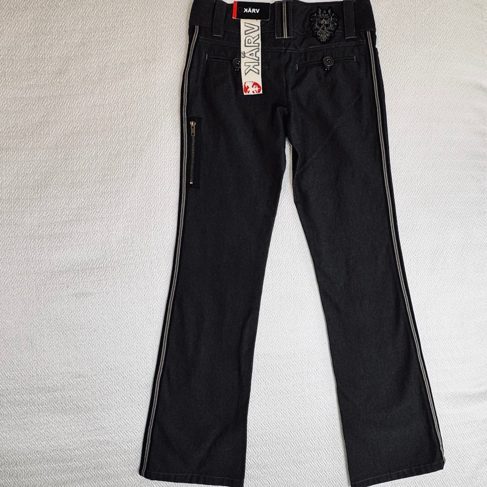 NWT KÄRV Eddy Pants Straight Leg Side Stripe Women's Size 26 Charcoal Grey